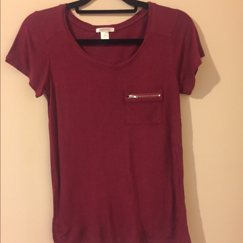 Boutique Red Tee w/ zipper pocket